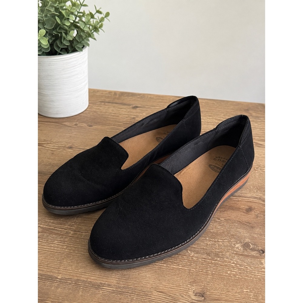 Dr. Scholls Womens Jetset Loafers Black Suede Slip On Flats Size 8M